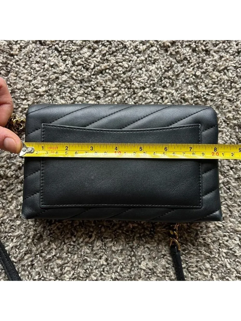 Tory Burch Black Kira Chevron Leather Chain Wallet Crossbody Bag - Picture 7 of 8